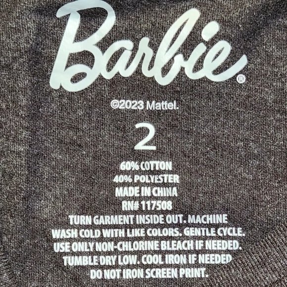 BARBIE Women's Gray Pink Short Sleeve T-Shirt - Plus 2 - NEW NWOT - Picture 4 of 4